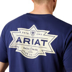 Ariat Mens Mesa Motif Lockup S/S Tee (10065904) Medieval Blue