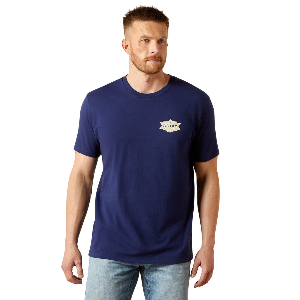 Ariat Mens Mesa Motif Lockup S/S Tee (10065904) Medieval Blue