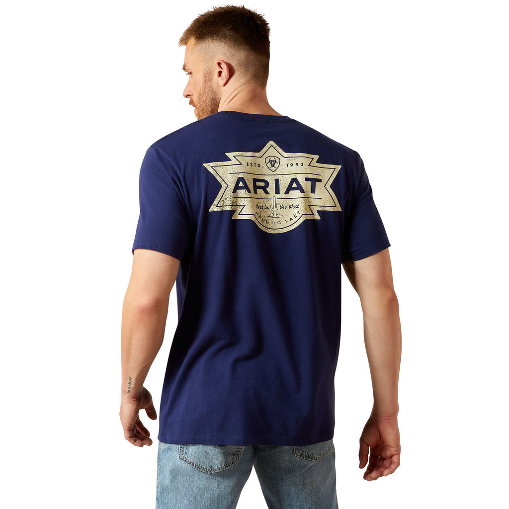 Ariat Mens Mesa Motif Lockup S/S Tee (10065904) Medieval Blue