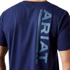 Ariat Mens New Vertical Logo S/S Tee (10065905) Medieval Blue