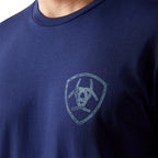 Ariat Mens New Vertical Logo S/S Tee (10065905) Medieval Blue