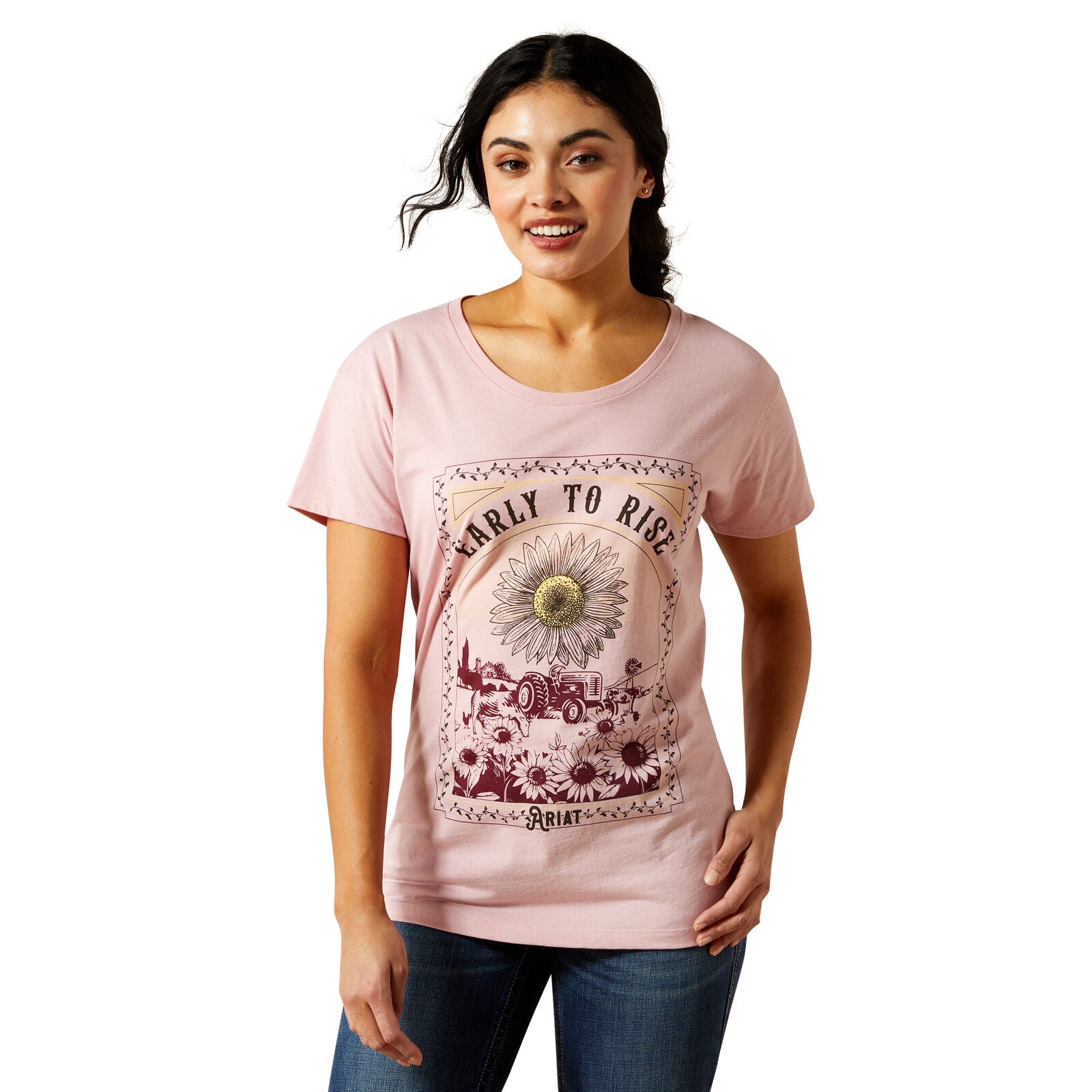 Ariat Womens Early To Rise S/S Tee (10063754) Dusty Pink