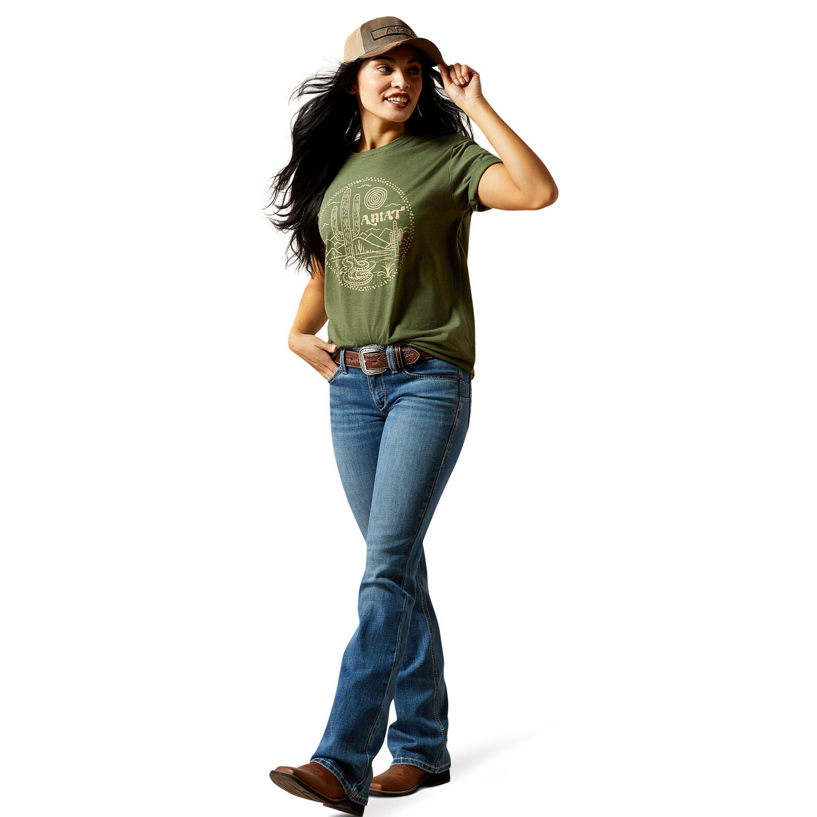 Ariat Womens Desert Snake S/S Tee (10064095) Military Heather