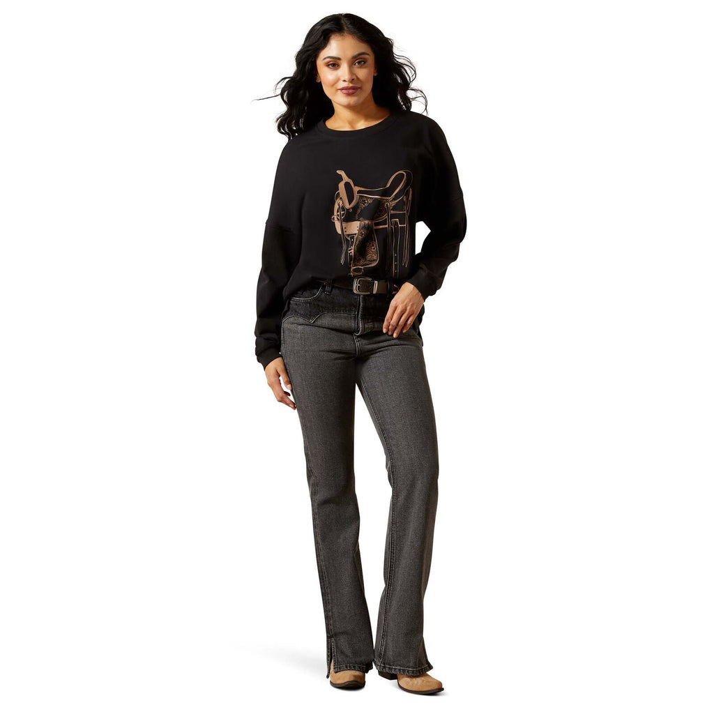 Ariat Womens Canvas Oversized L/S Tee (10065867) Black