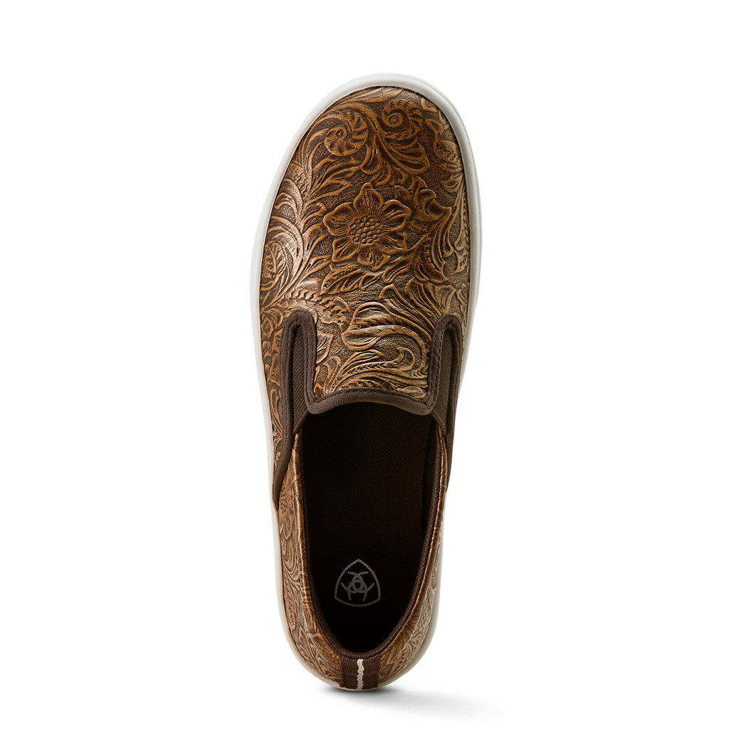 Ariat Womens Skylar Slip On Shoes (10074362) Brown Floral Emboss