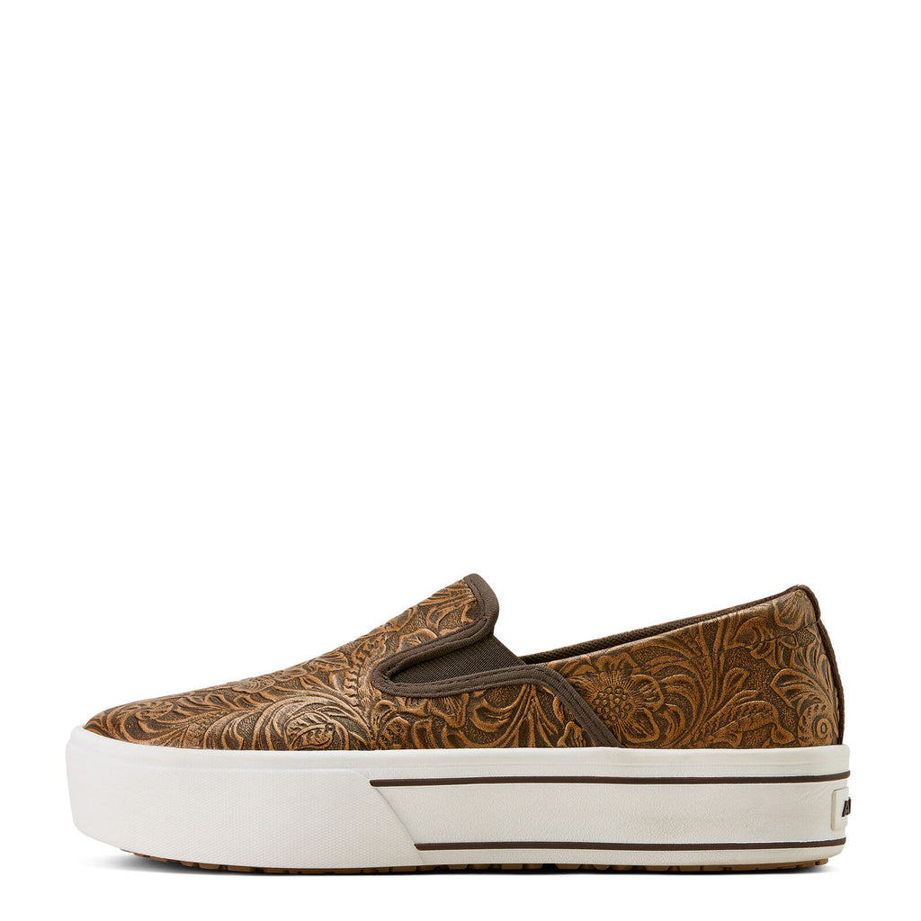 Ariat Womens Skylar Slip On Shoes (10074362) Brown Floral Emboss
