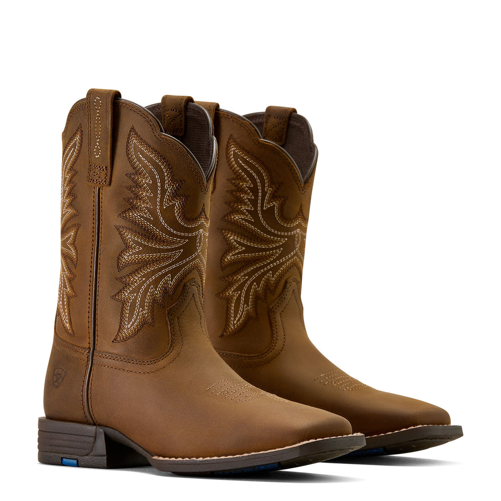 Ariat Childrens Westwood Wide Square Toe Western Boots (10074190) Distressed Brown