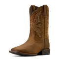 Ariat Childrens Westwood Wide Square Toe Western Boots (10074190) Distressed Brown