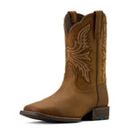 Ariat Childrens Westwood Wide Square Toe Western Boots (10074190) Distressed Brown