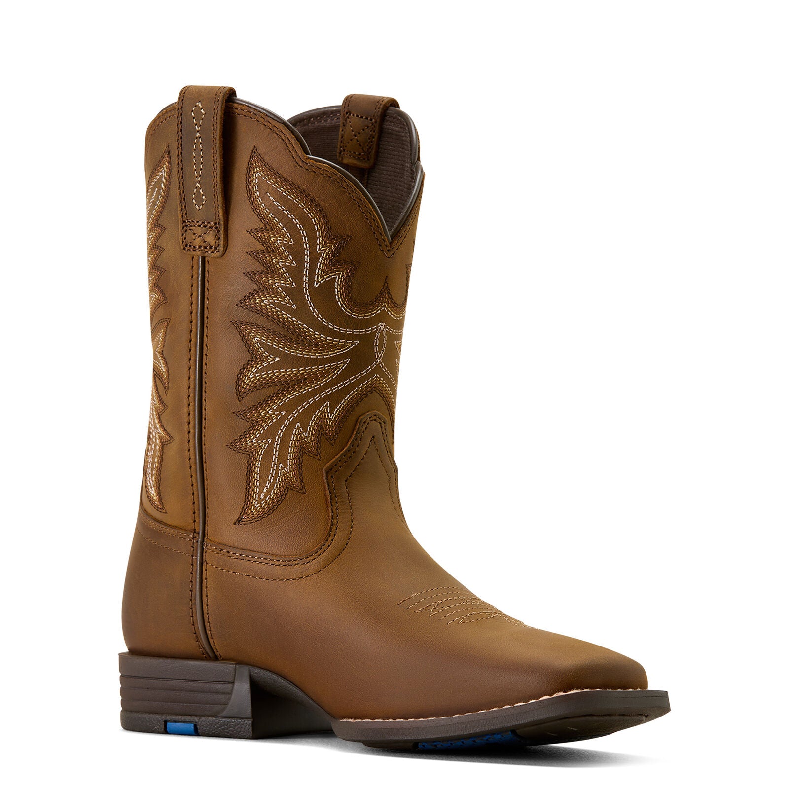 Ariat Childrens Westwood Wide Square Toe Western Boots (10074190) Distressed Brown