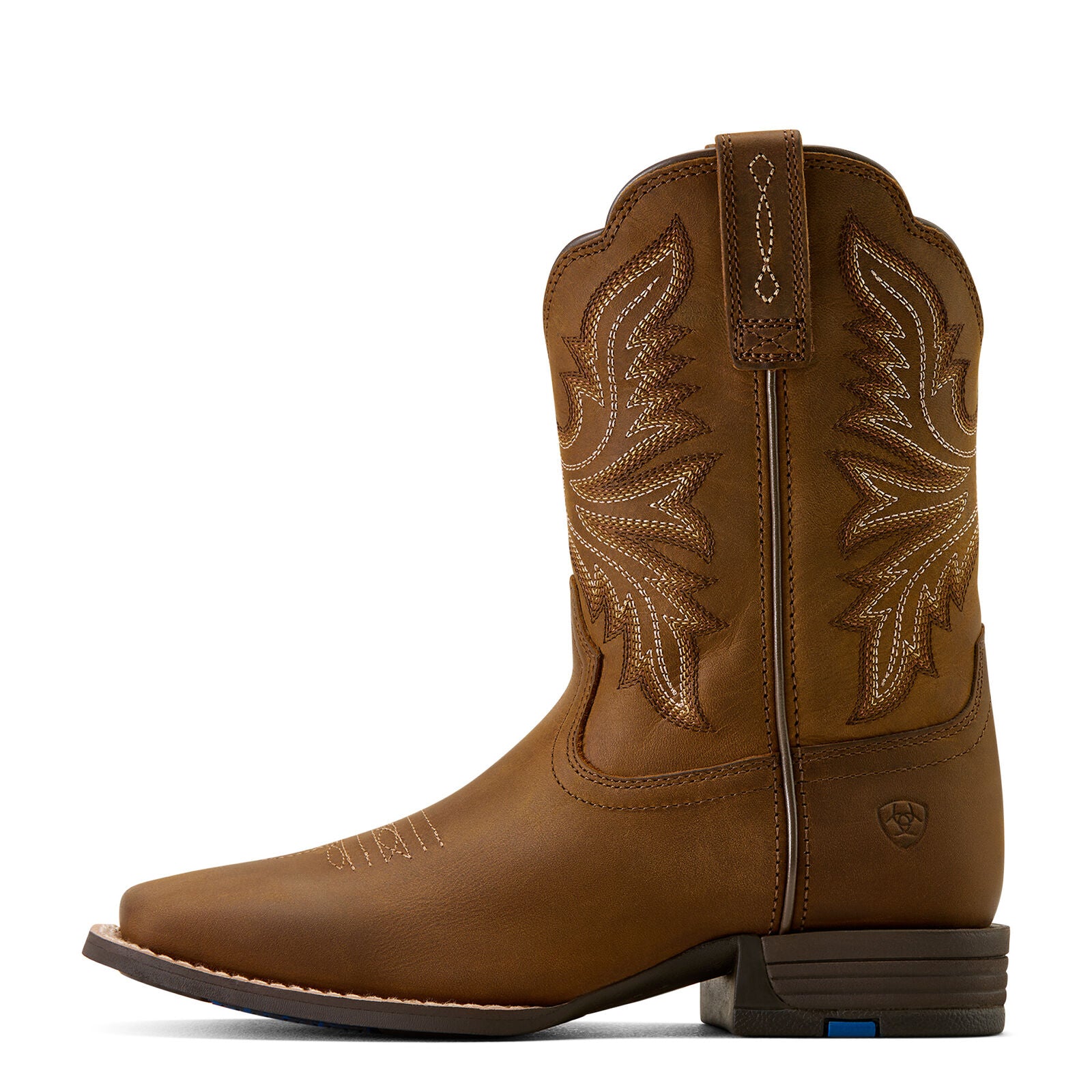 Ariat Childrens Westwood Wide Square Toe Western Boots (10074190) Distressed Brown
