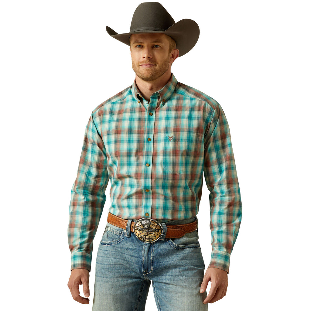 Ariat Mens Pro Series Brooklyn L/S Shirt (10062171) Aqua Blue