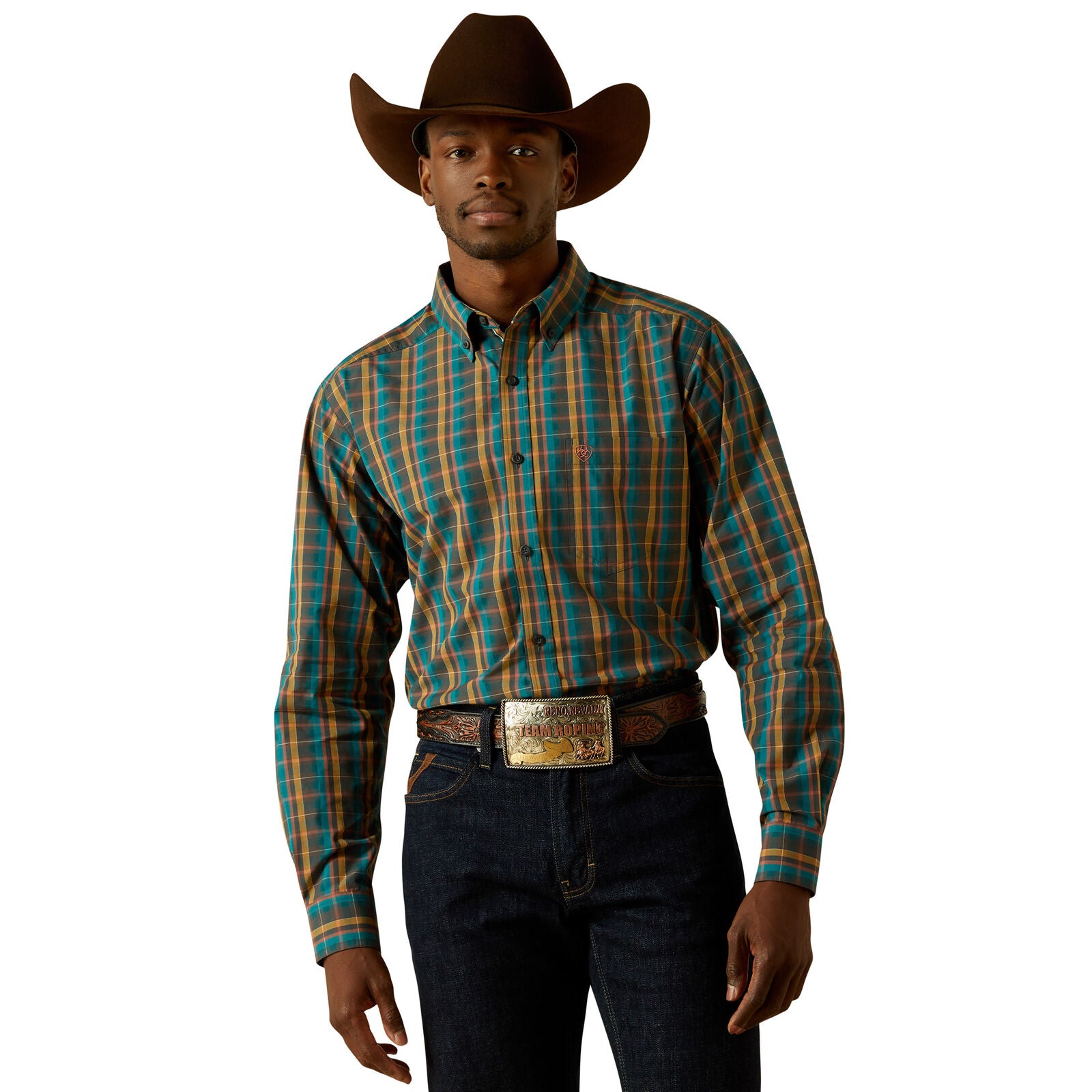 Ariat Mens Pro Series Bowie Fitted L/S Shirt (10062178) Dark Teal