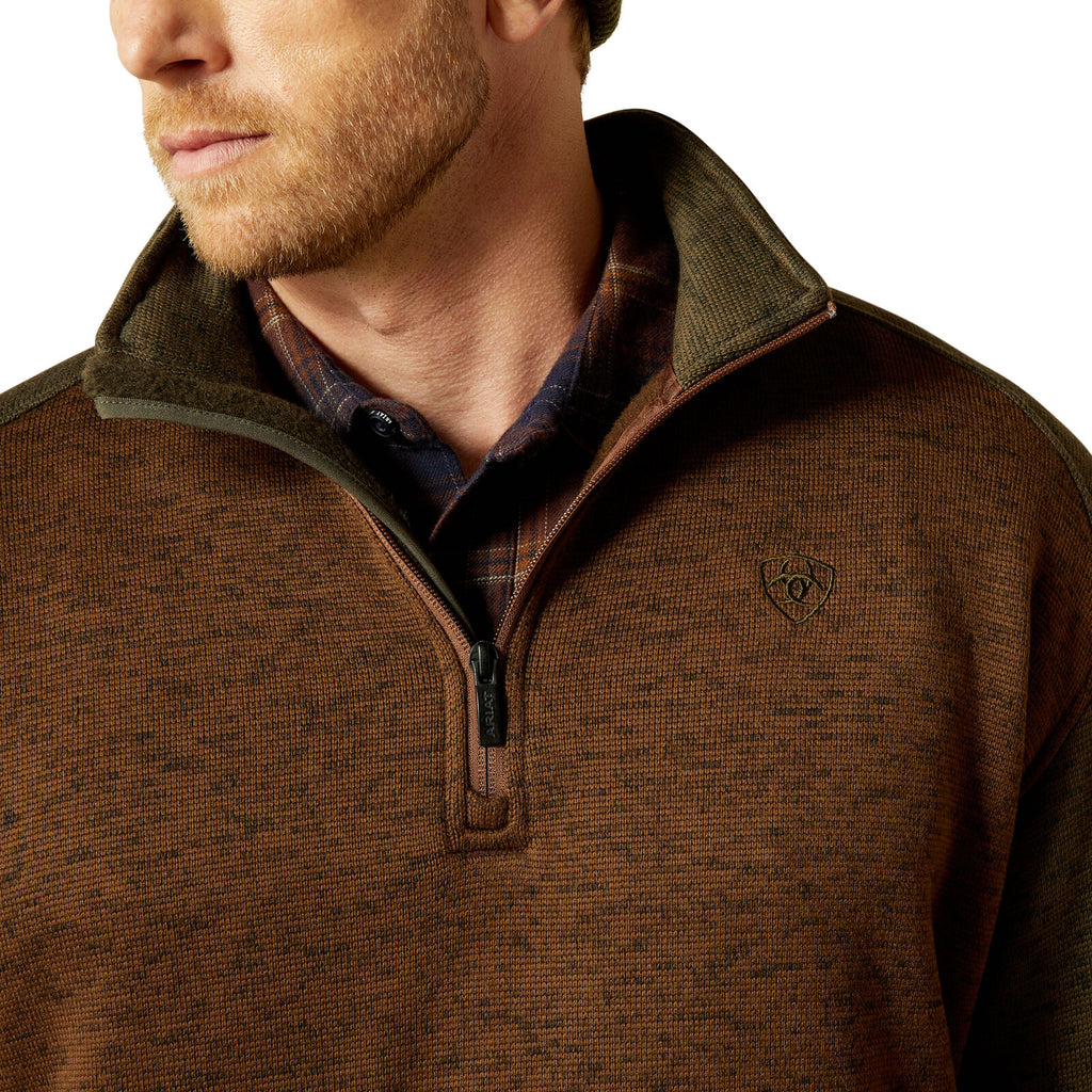 Ariat Mens Caldwell Logo 1/4 Zip Sweater (10062623) Carafe/Earth Green