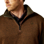 Ariat Mens Caldwell Logo 1/4 Zip Sweater (10062623) Carafe/Earth Green