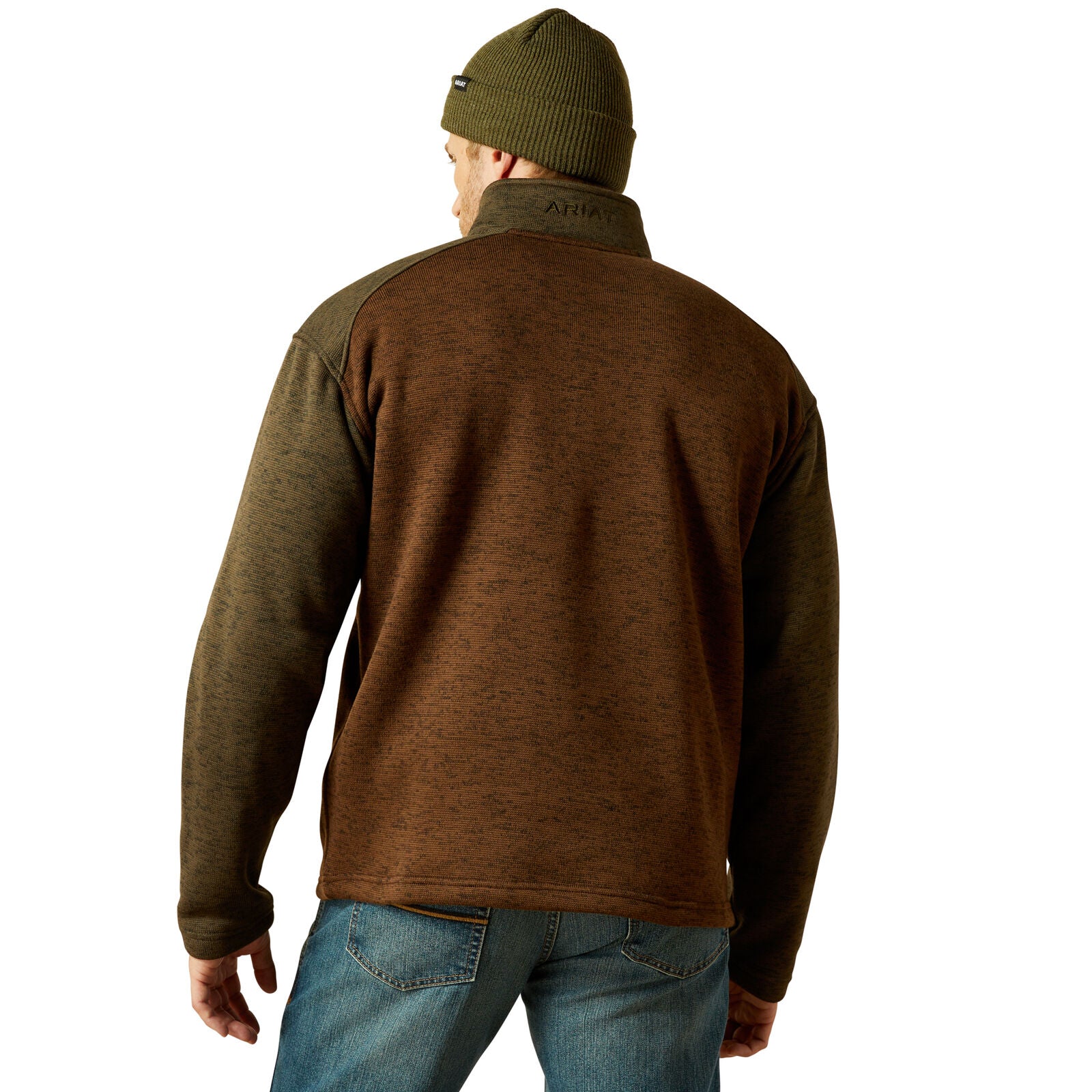 Ariat Mens Caldwell Logo 1/4 Zip Sweater (10062623) Carafe/Earth Green
