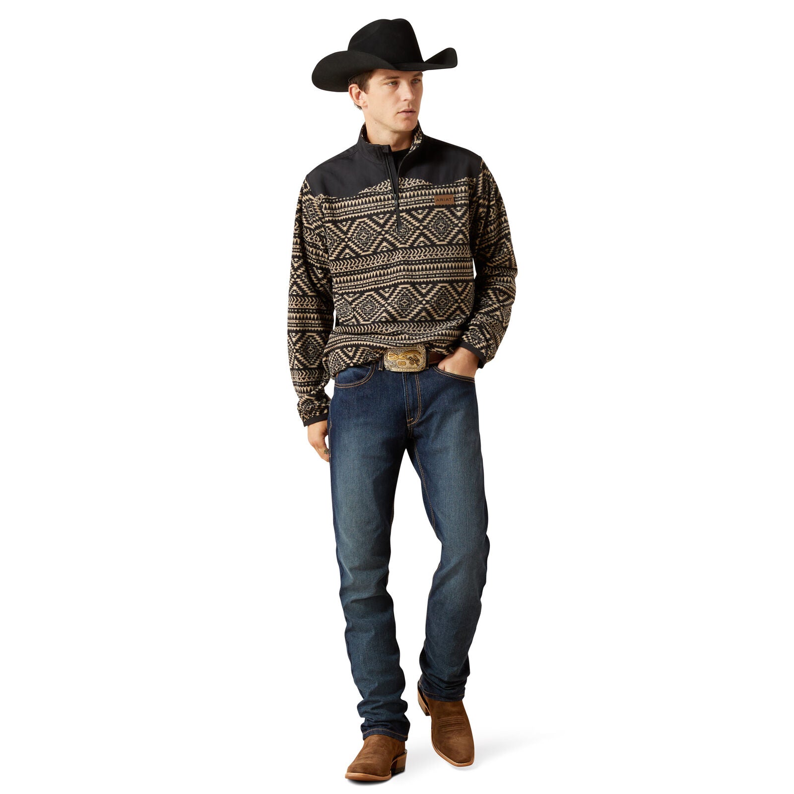 Ariat Mens Basis Fleece Sweater (10062486) Black Southwest