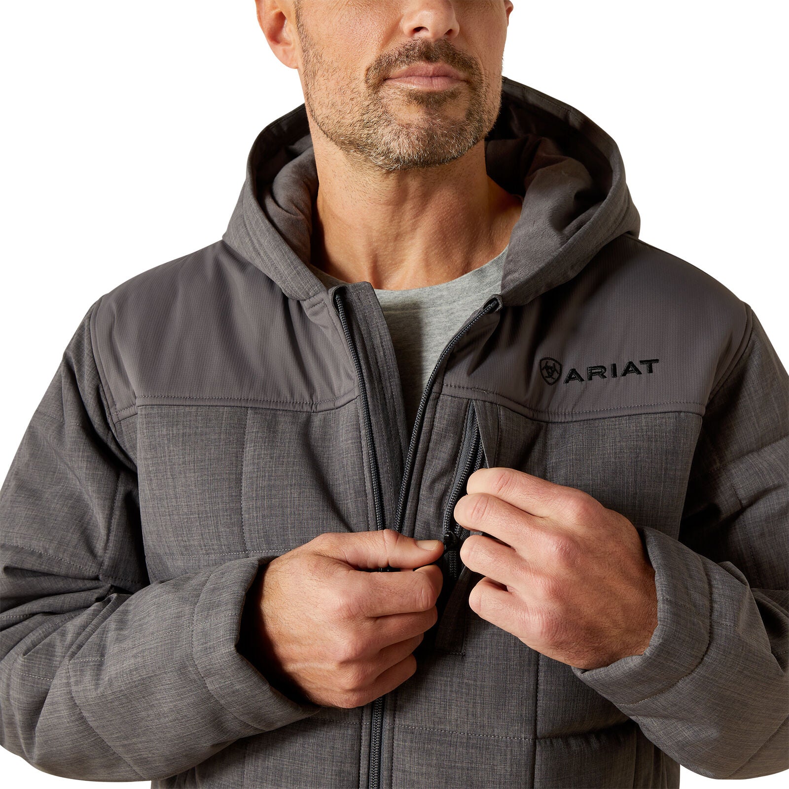 Ariat Mens Crius Hooded Insulated Jacket (10062676) Grey Heather