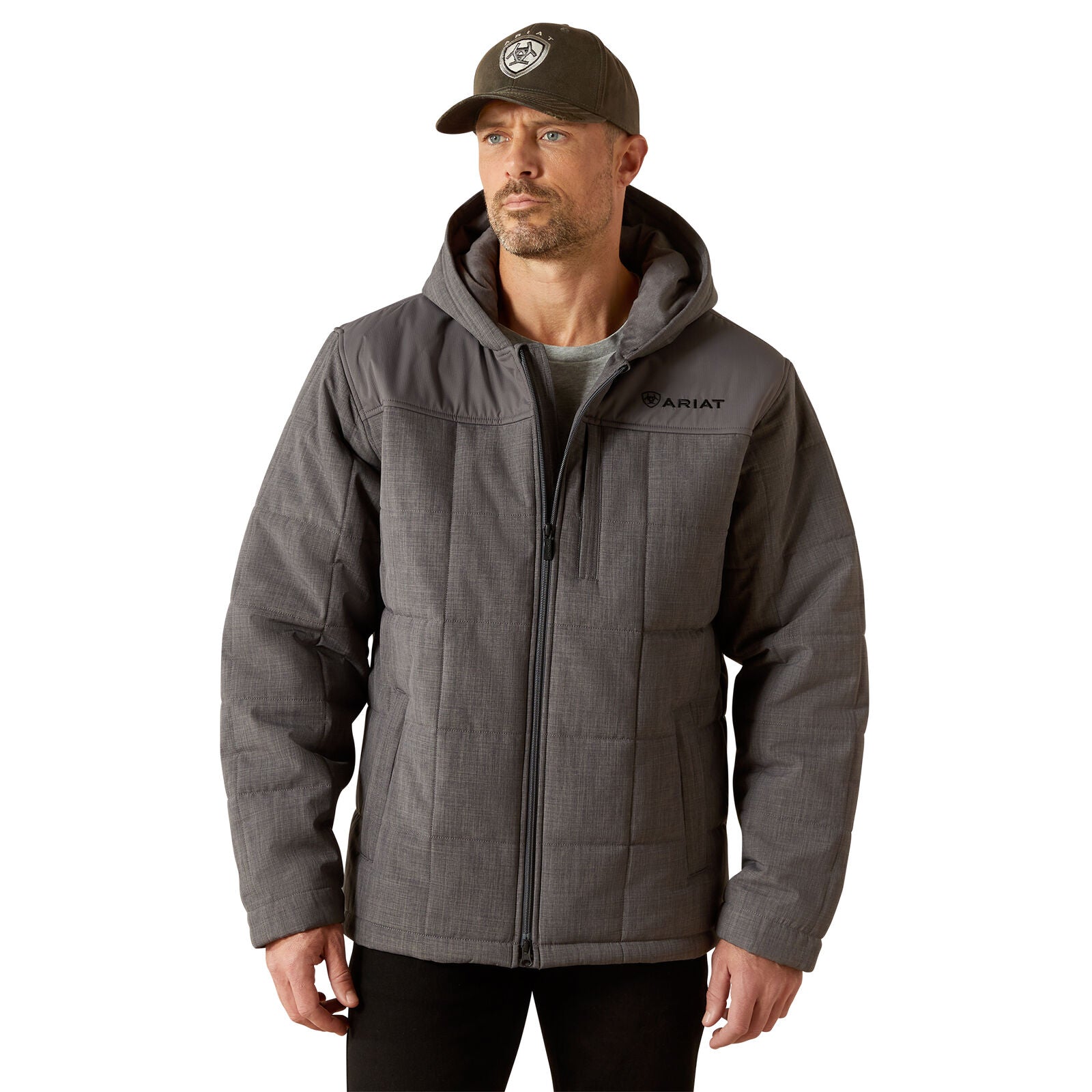 Ariat Mens Crius Hooded Insulated Jacket (10062676) Grey Heather