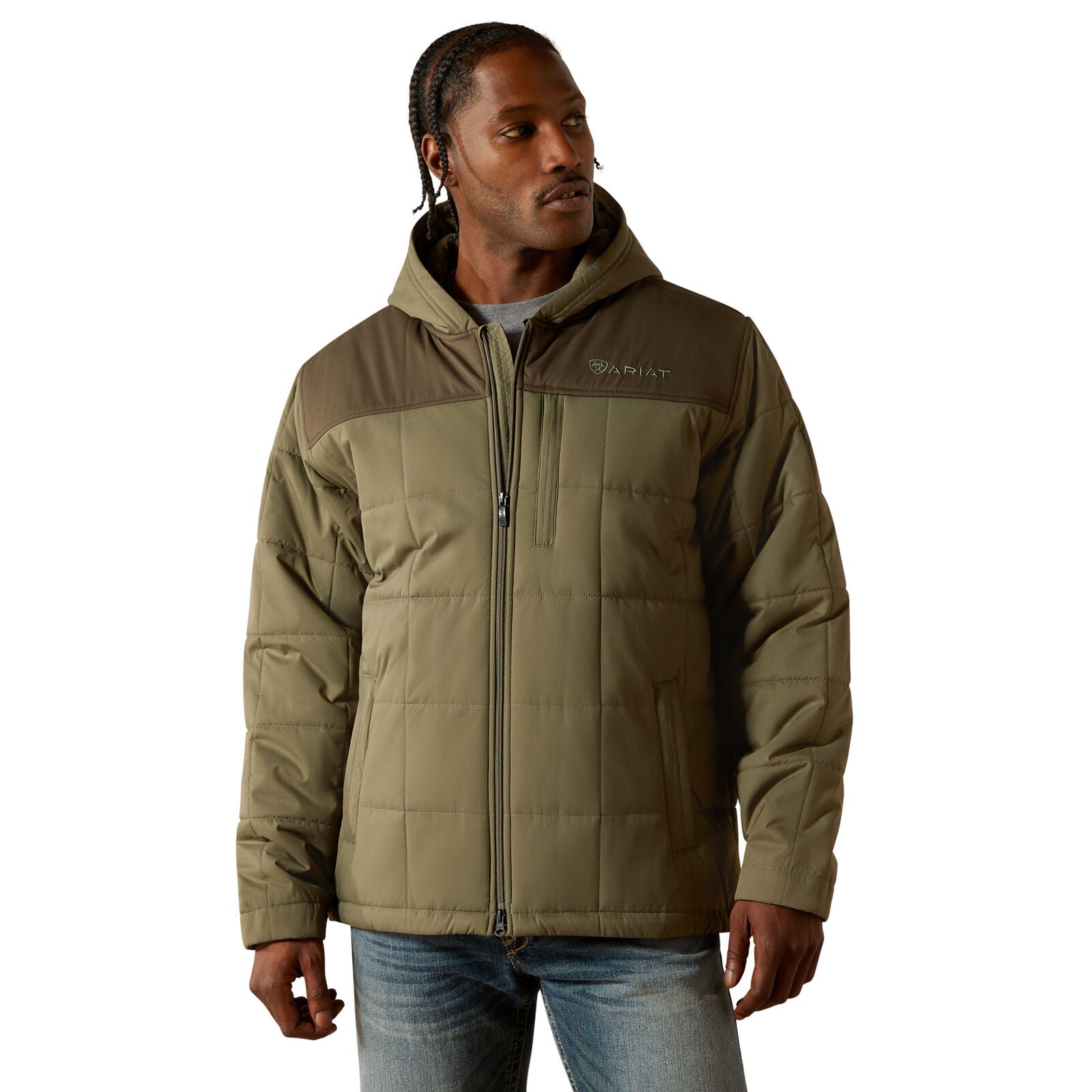 Ariat Mens Crius Hooded Insulated Jacket (10062677) Green/Dark Green