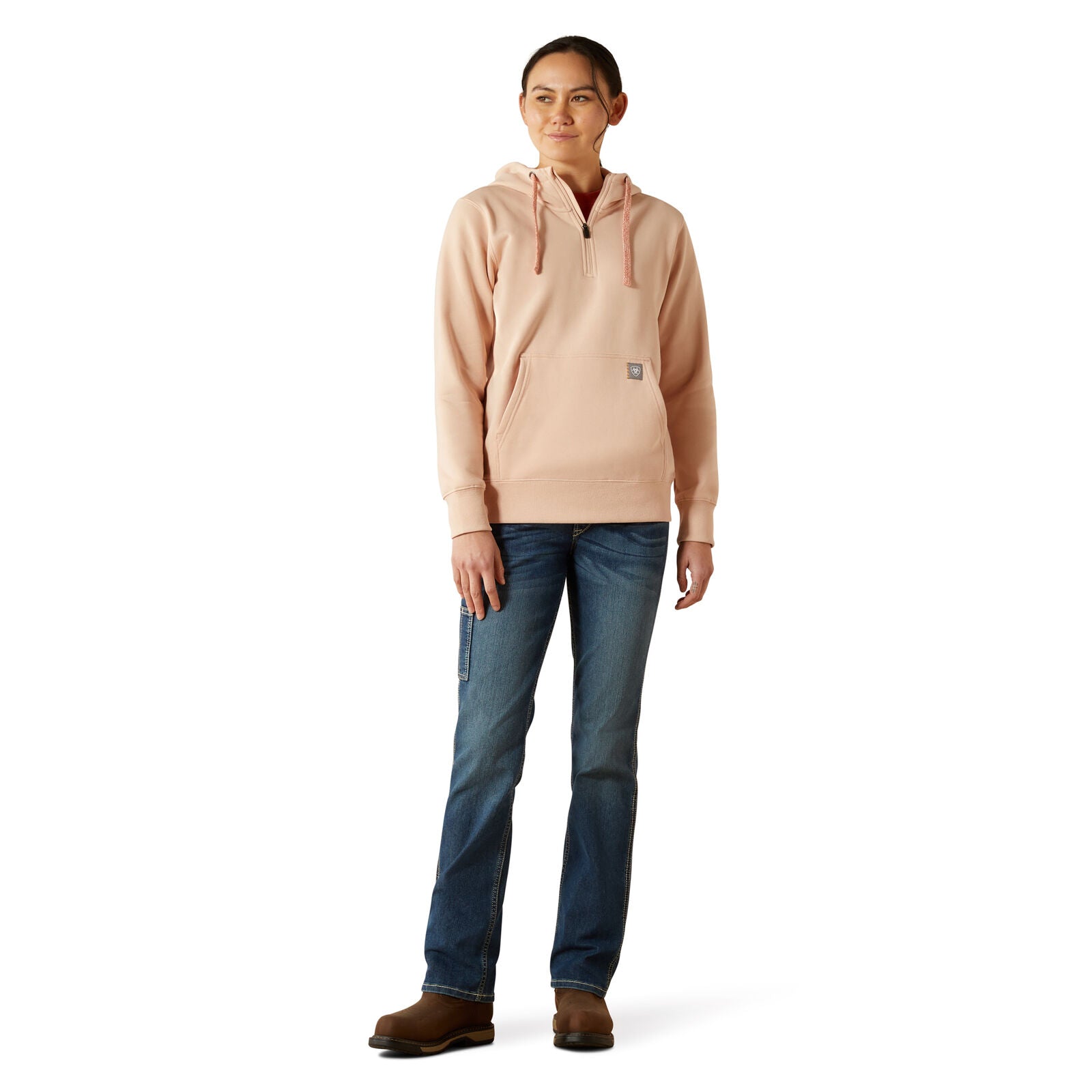 Ariat Womens Rebar Skill Set 1/2 Zip Hoodie (10062652) Cameo Rose