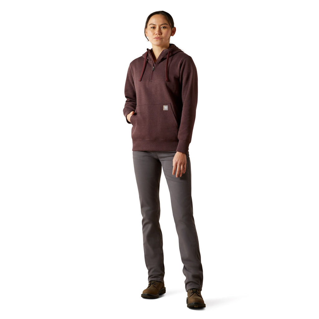 Ariat Womens Rebar Skill Set 1/2 Zip Hoodie (10062654) Fudge Heather