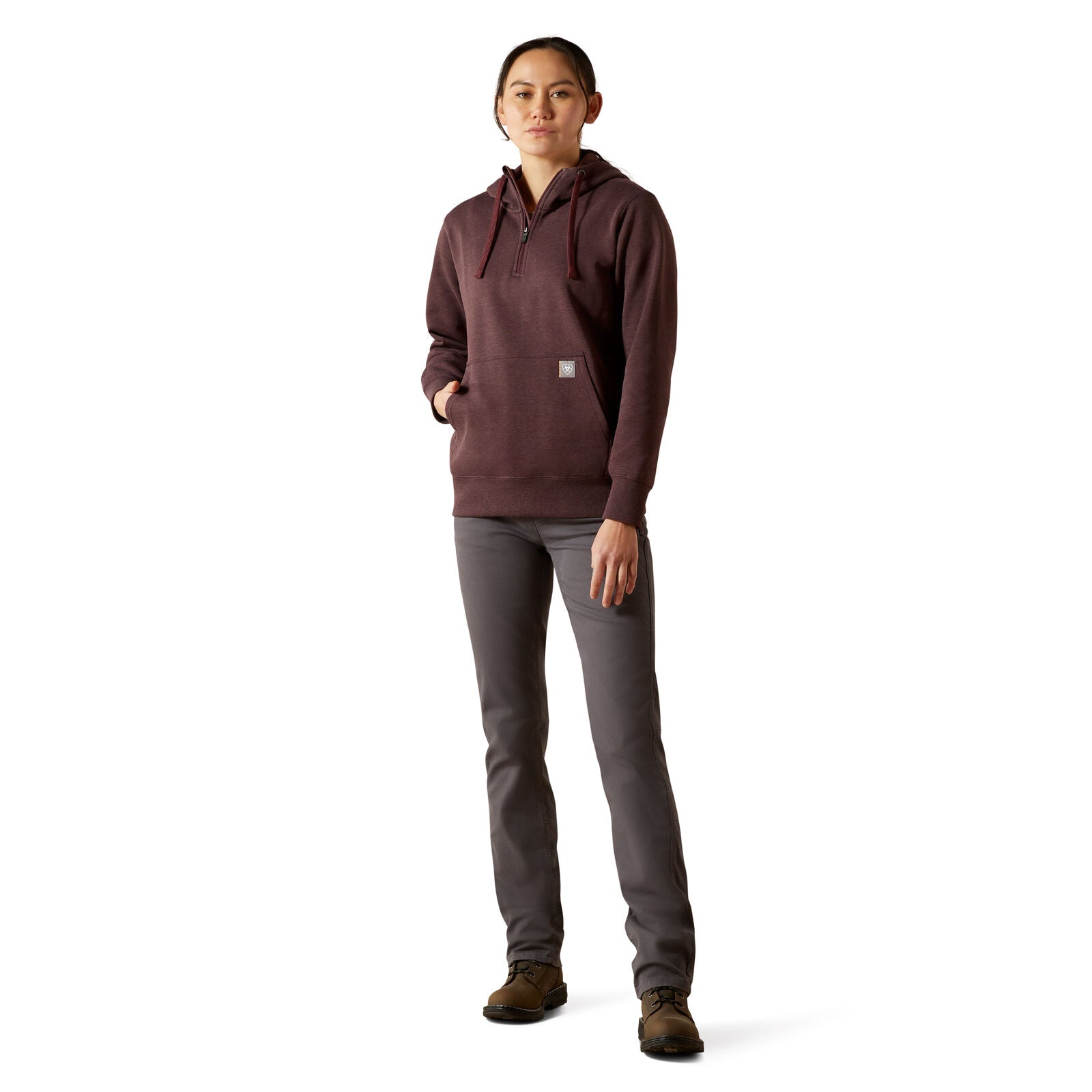 Ariat Womens Rebar Skill Set 1/2 Zip Hoodie (10062654) Fudge Heather