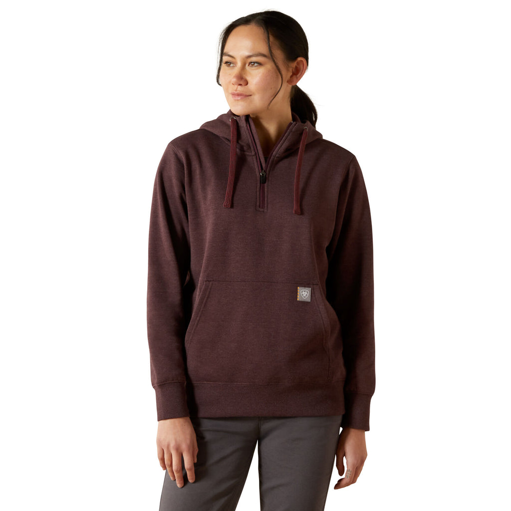 Ariat Womens Rebar Skill Set 1/2 Zip Hoodie (10062654) Fudge Heather