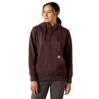 Ariat Womens Rebar Skill Set 1/2 Zip Hoodie (10062654) Fudge Heather