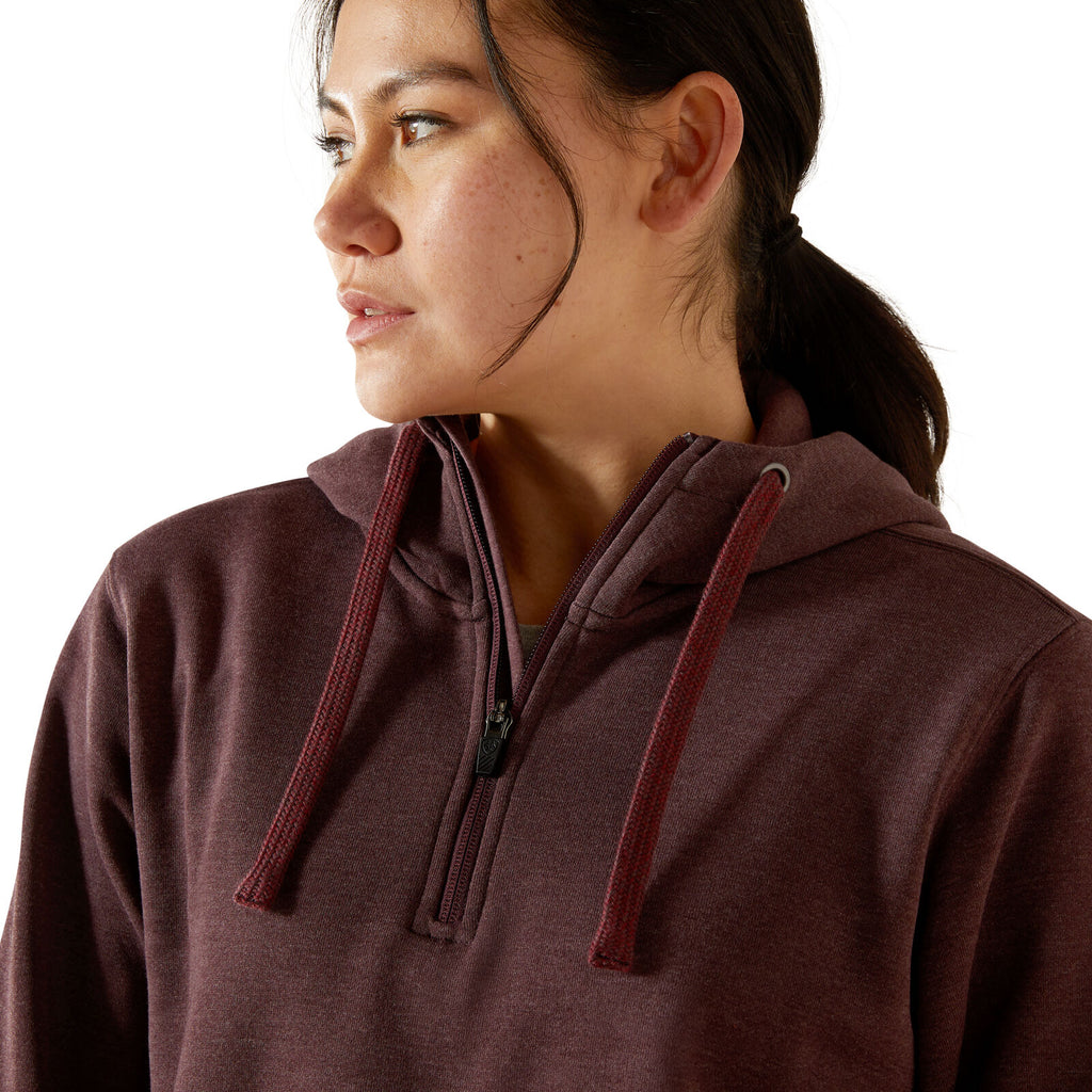 Ariat Womens Rebar Skill Set 1/2 Zip Hoodie (10062654) Fudge Heather