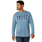Ariat Mens Rebar Cotton Strong Logo L/S Tee (10062765) Bluestone