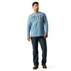 Ariat Mens Rebar Cotton Strong Logo L/S Tee (10062765) Bluestone
