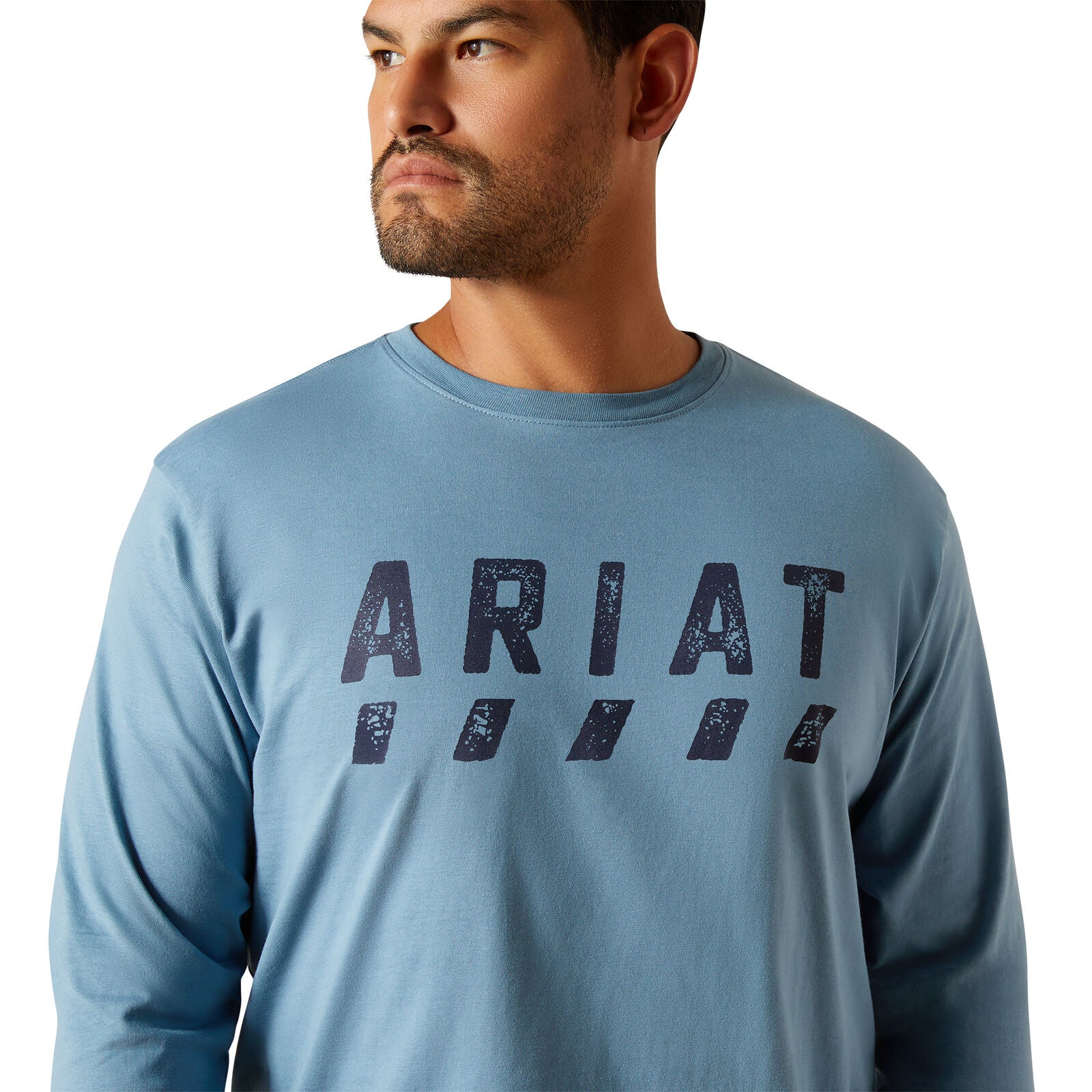 Ariat Mens Rebar Cotton Strong Logo L/S Tee (10062765) Bluestone