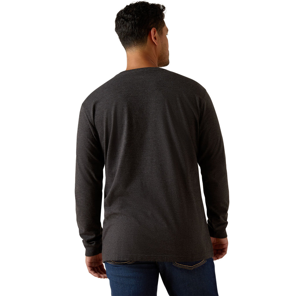 Ariat Mens Rebar Cotton Strong Logo L/S Tee (10062764) Charcoal Heather