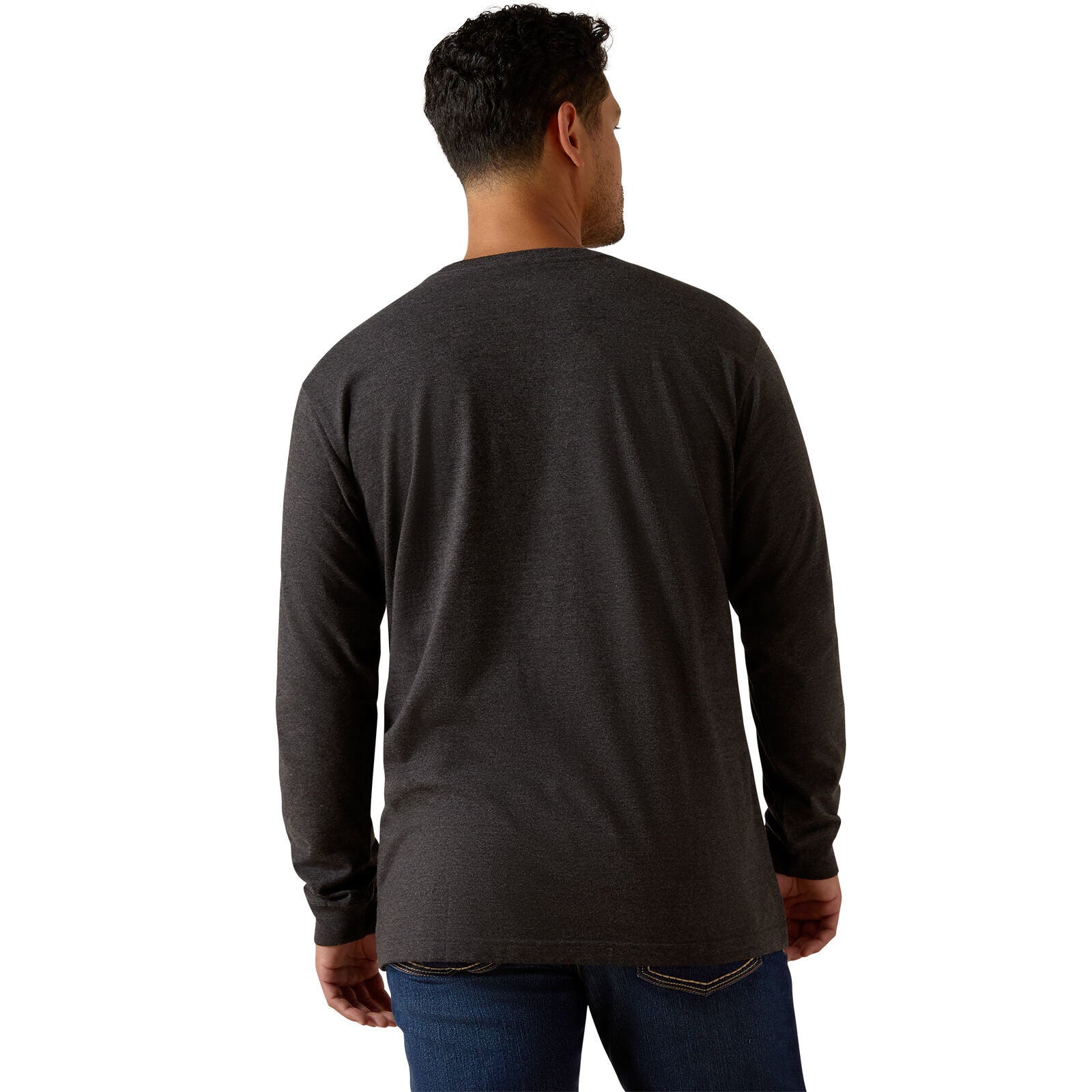 Ariat Mens Rebar Cotton Strong Logo L/S Tee (10062764) Charcoal Heather