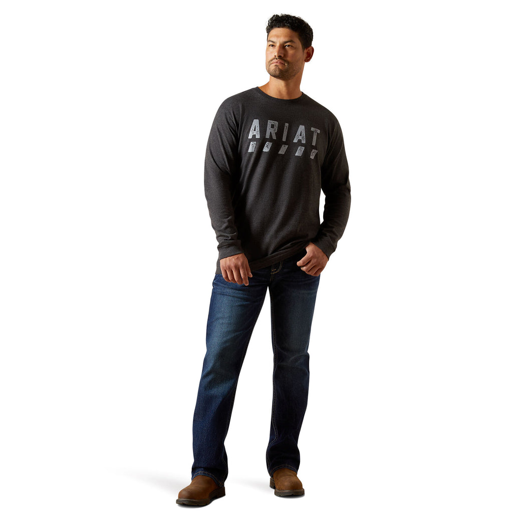 Ariat Mens Rebar Cotton Strong Logo L/S Tee (10062764) Charcoal Heather