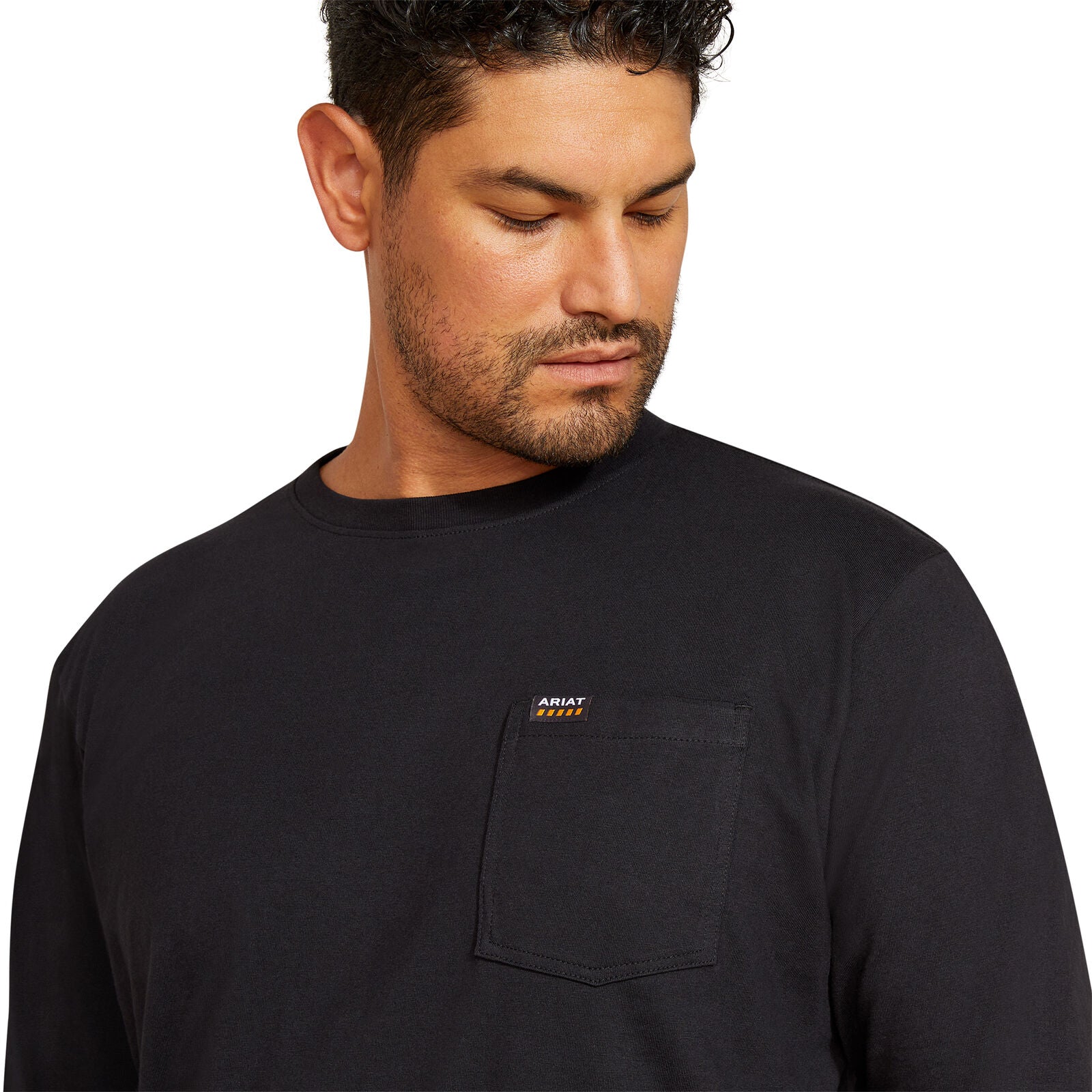 Ariat Mens Rebar Cotton Strong Hardhead L/S Tee (10062762) Black