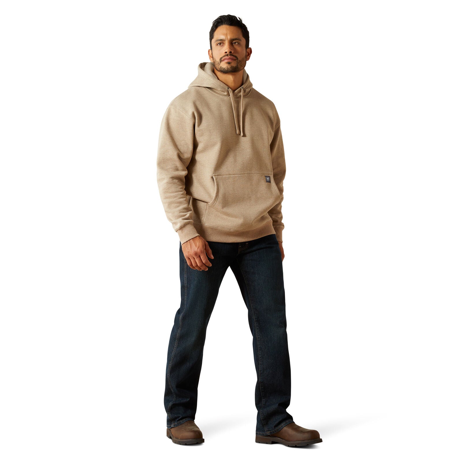 Ariat Mens Rebar Graphic Hoodie (10062529) Oatmeal Heather/Bitter Chocolate