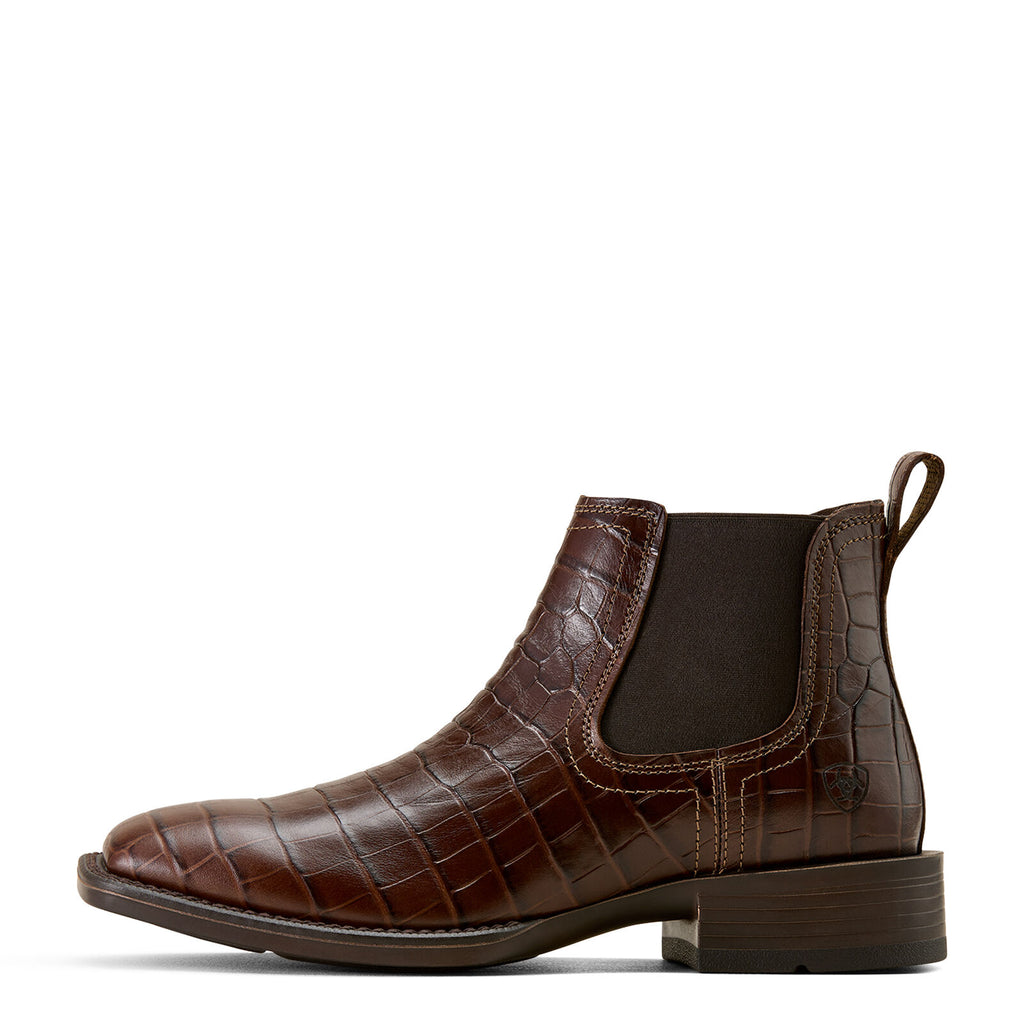Ariat Mens Booker Chelsea Wide Square Toe Western Boots (10074162) Chocolate Croc Print