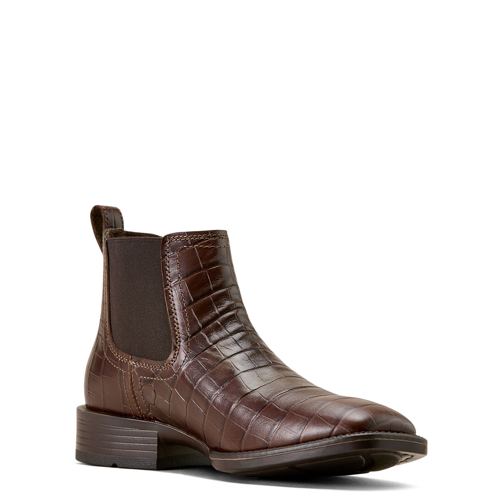 Ariat Mens Booker Chelsea Wide Square Toe Western Boots (10074162) Chocolate Croc Print