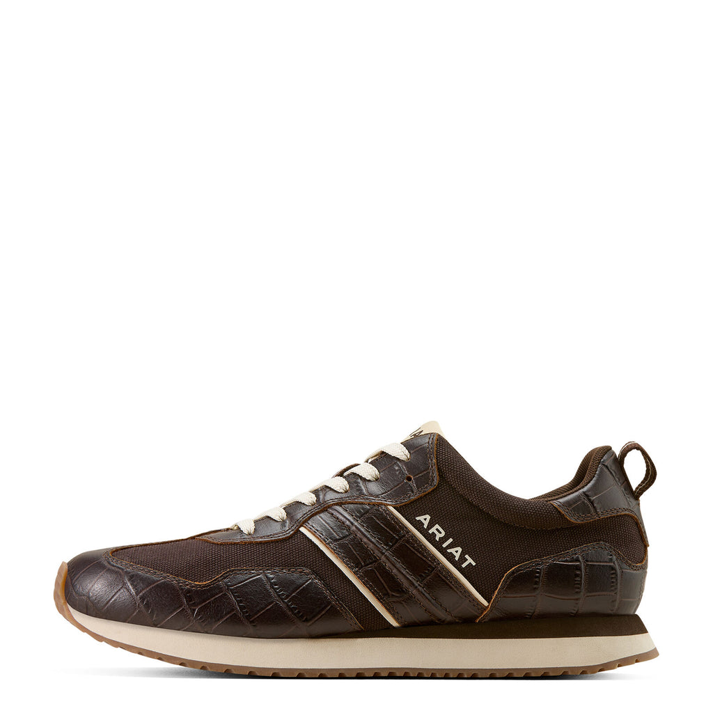 Ariat Mens Ranch Runner Shoes (10074199) Chocolate/Antique Tan Croc Print