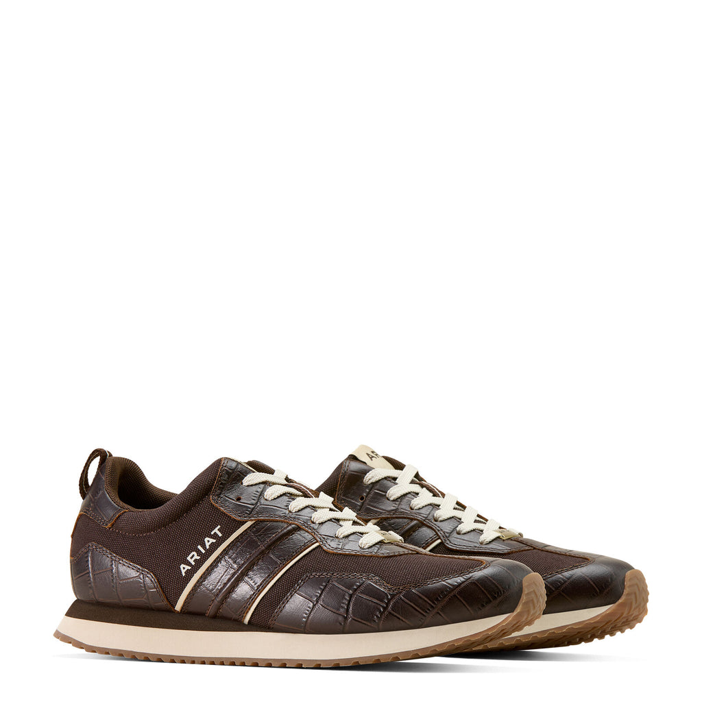 Ariat Mens Ranch Runner Shoes (10074199) Chocolate/Antique Tan Croc Print