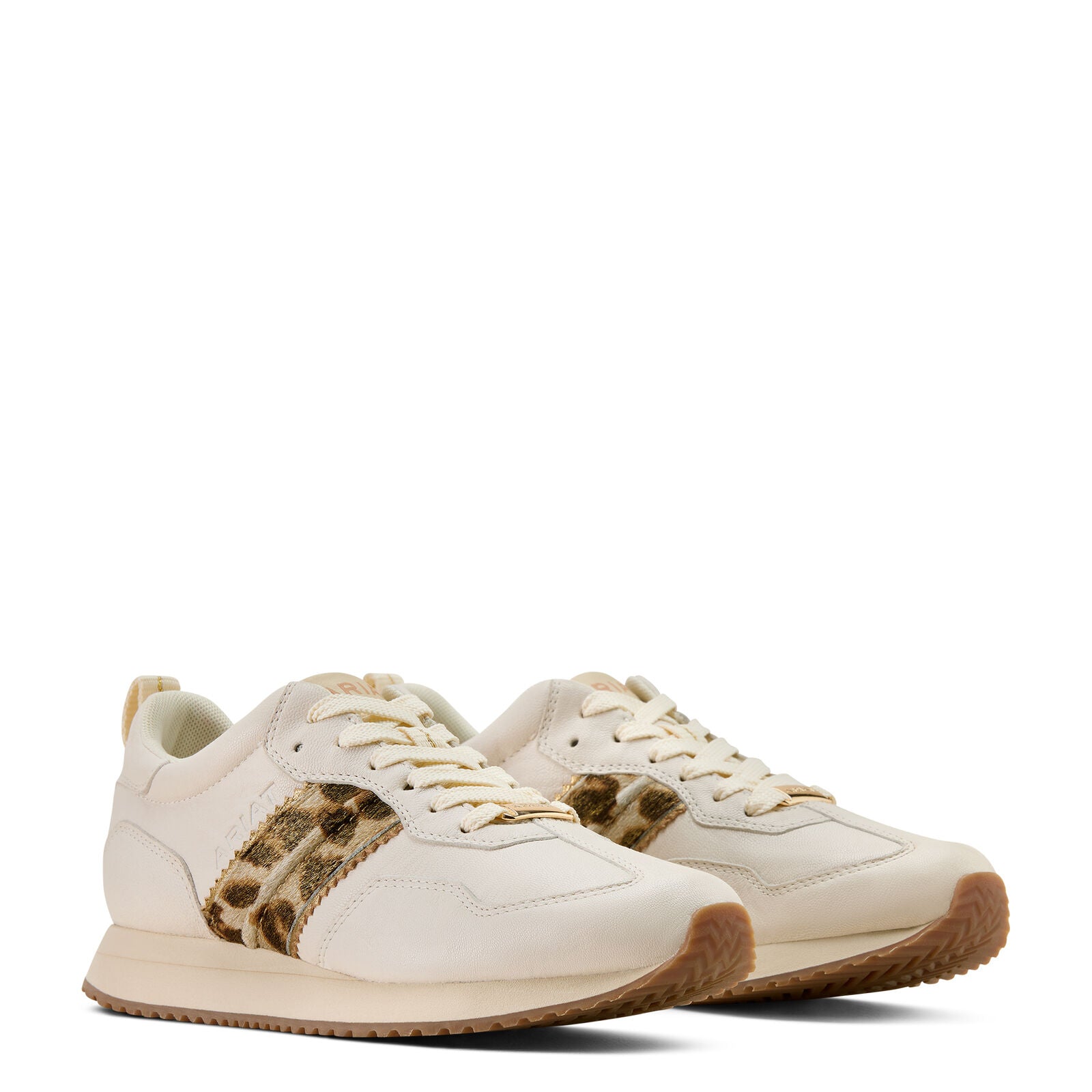 Ariat Womens Ranch Runner Shoes (10074338) Bright Cream/Glided Leopard Hair On