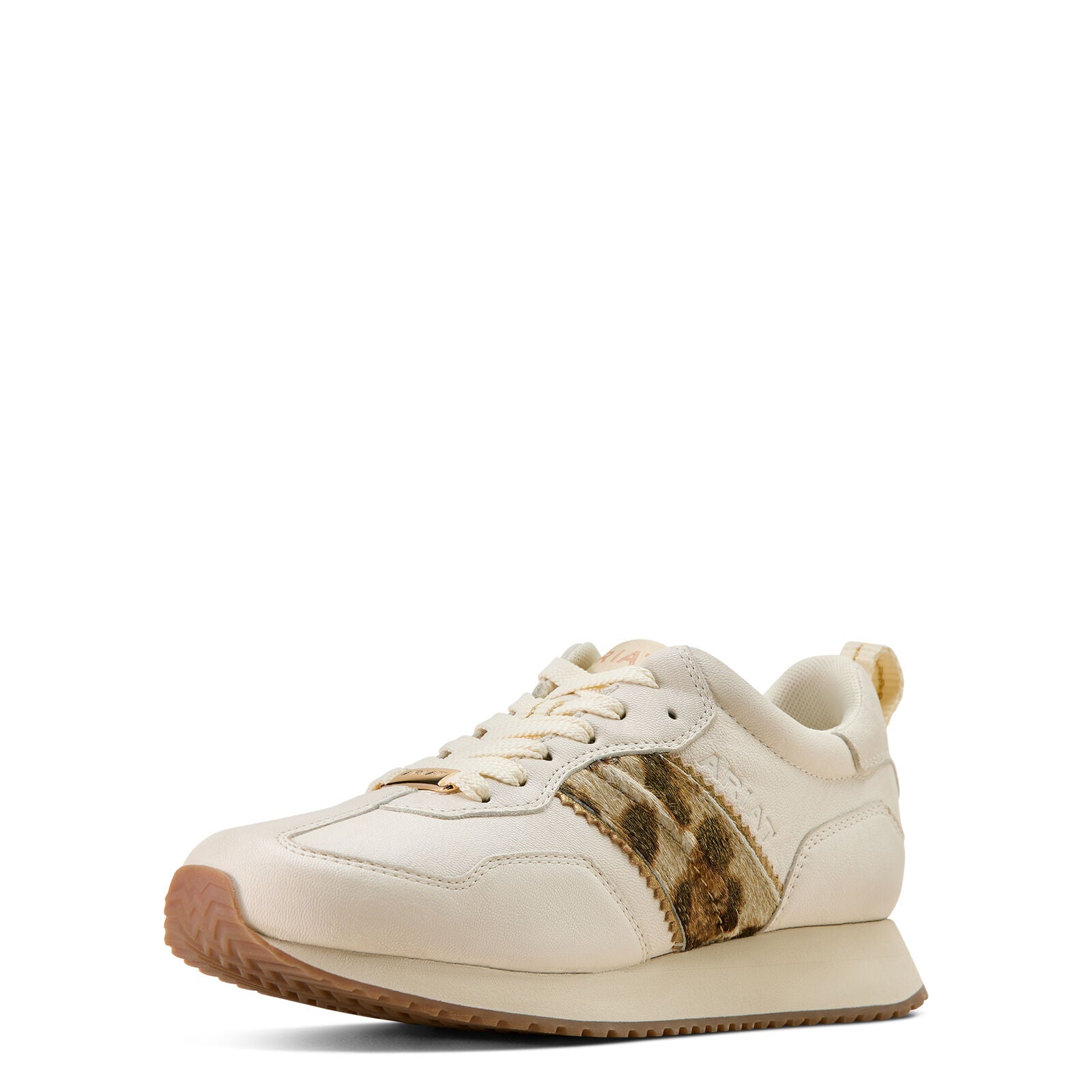 Ariat Womens Ranch Runner Shoes (10074338) Bright Cream/Glided Leopard Hair On