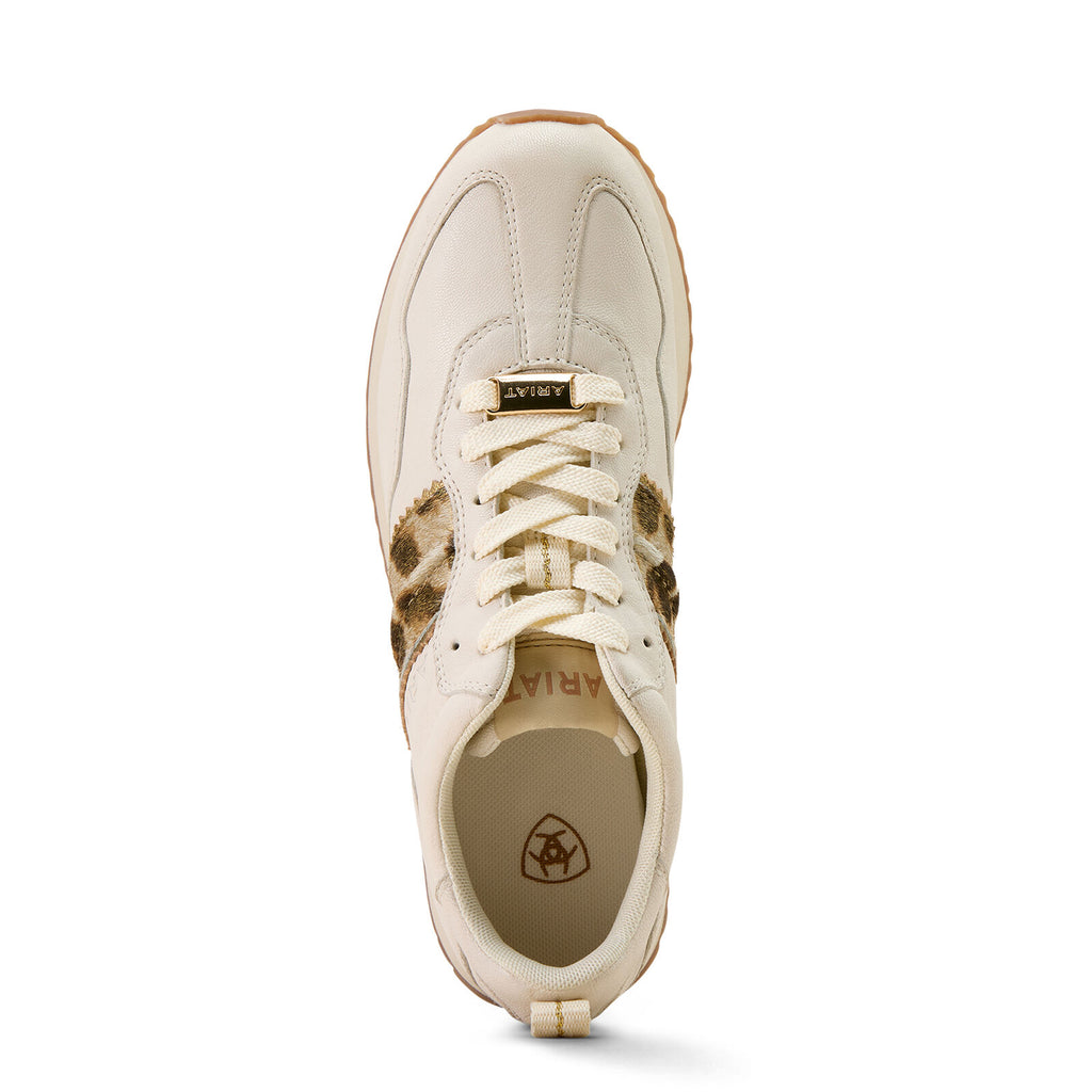 Ariat Womens Ranch Runner Shoes (10074338) Bright Cream/Glided Leopard Hair On