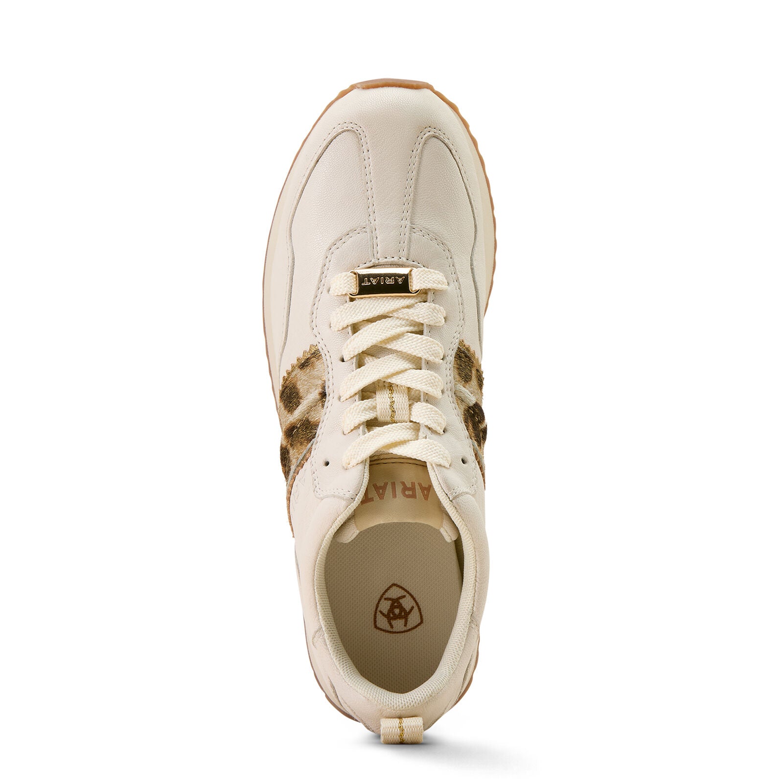 Ariat Womens Ranch Runner Shoes (10074338) Bright Cream/Glided Leopard Hair On