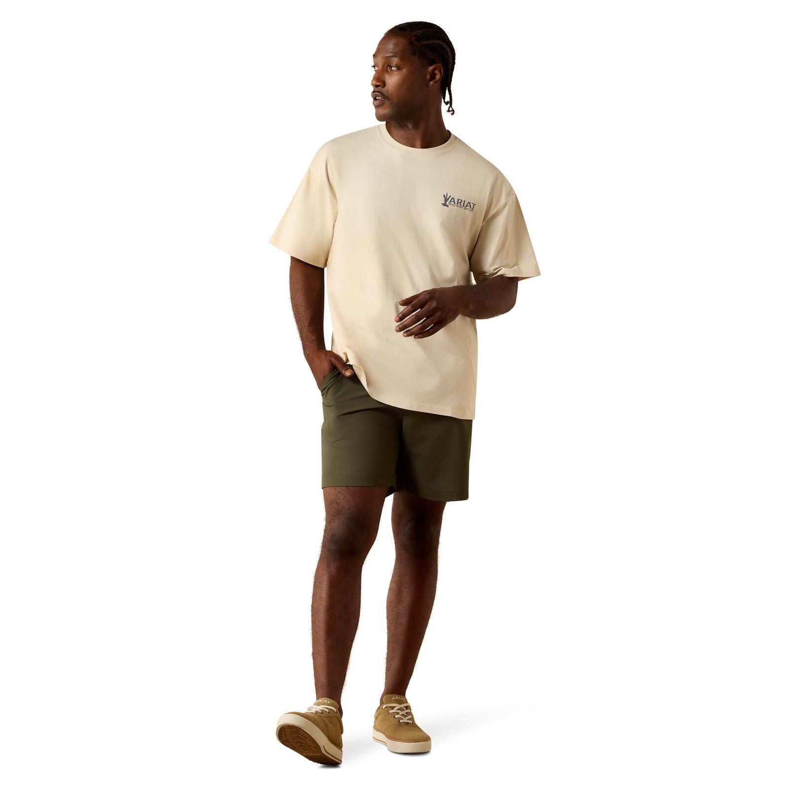 Ariat Mens The Wicked Boxy S/S Tee (10071647) Sandshell