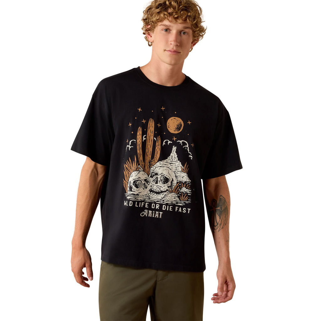 Ariat Mens Wild Life Boxy S/S Tee (10071097) Washed Black