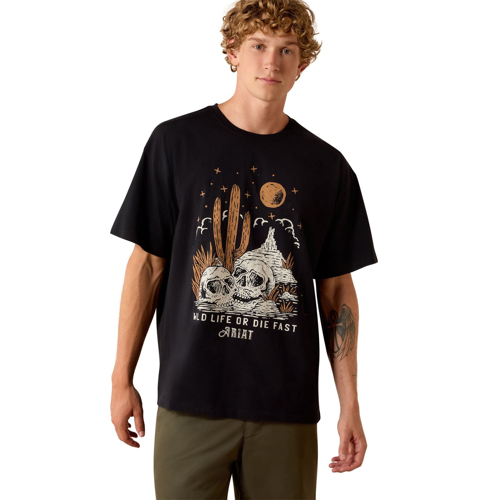 Ariat Mens Wild Life Boxy S/S Tee (10071097) Washed Black