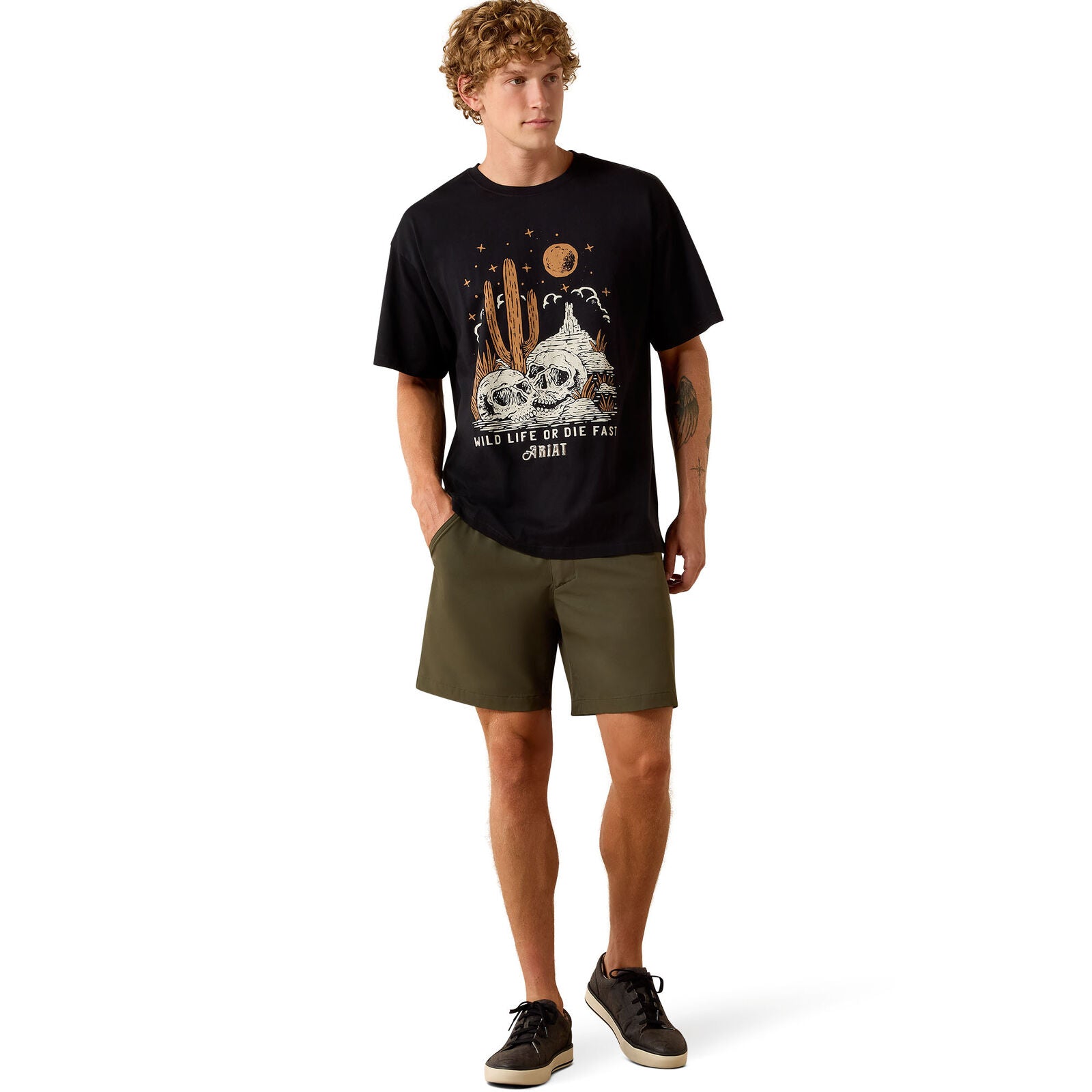 Ariat Mens Wild Life Boxy S/S Tee (10071097) Washed Black